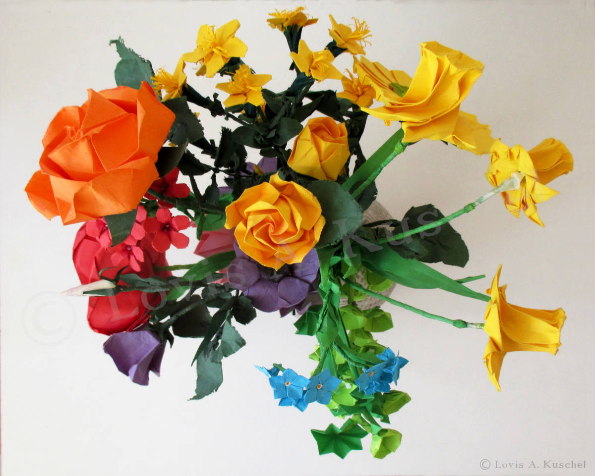 Origamiblumenstrauss Draufsicht